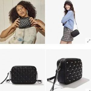 New Rebecca Minkoff Vegan Leather Studded Quilted Chain Crossbody Bag